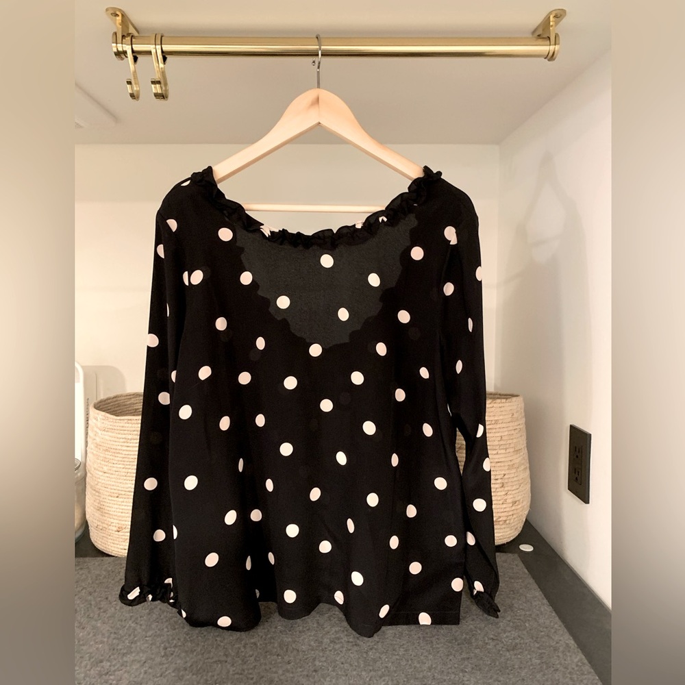 Sezane Top - size 42 (L) - black/white polka dots